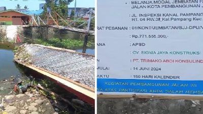 Jembatan Pampang yang terjadi saat proses pengecoran lantai