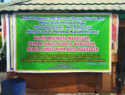 Warga BPH Pasang Spanduk Ucapan Terima Kasih ke Dinas PU dan Wali Kota Makassar